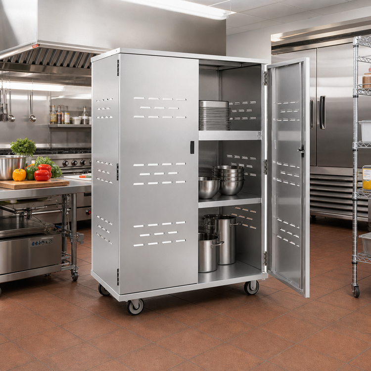 Product image #2 for New Age Mobile Solid Aluminum Security Cage with Double Doors and 2 Intermediate Shelves