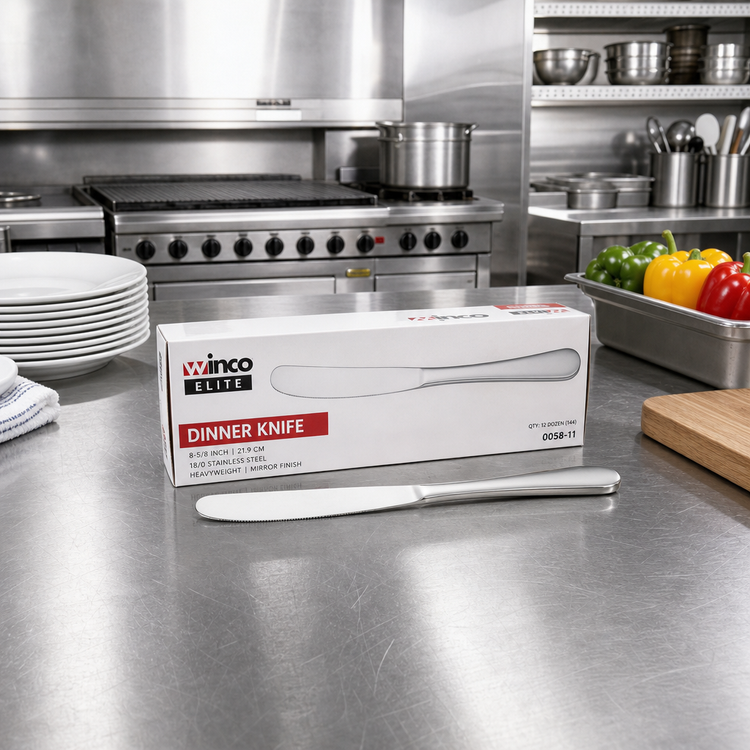 Product image #3 for Winco Elite 8-5/8 Inch Dinner Knife, 18/0 Stainless Steel, Heavyweight, Mirror Finish
