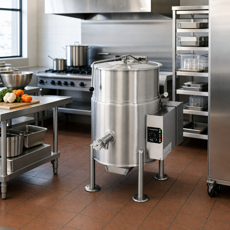Product image #2 for Cleveland Range KGL25 25-Gallon Stationary Gas Kettle, 2/3 Steam Jacket, Self-Contained