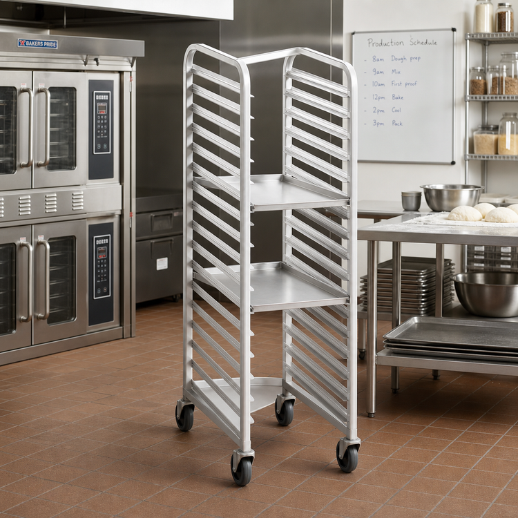 Product image #2 for Channel Heavy-Duty Nesting End-Load Aluminum Bun Pan Rack, 18 Pan Capacity, 64-Inch High