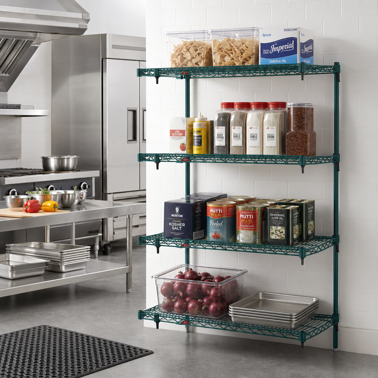 Product image #3 for Metro Super Erecta Super Adjustable Add-On Wire Shelving Unit, 48"W x 18"D x 63"H, 4 Shelves, Green