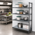 Thumbnail image #2 for Cambro Camshelving Basics Plus Stationary Add-On Polymer Shelving Unit, 24-Inch Deep x 60-Inch Long x 84-Inch High, 4-Tier, 3 Vented + 1 Solid, Brushed Graphite