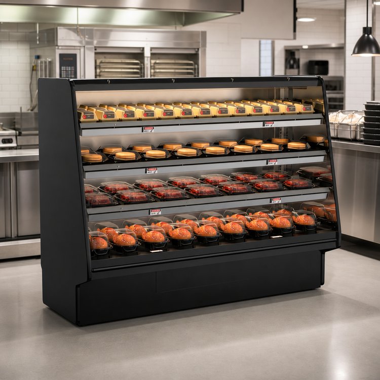 Product image #2 for Fusion High-Profile Self-Serve Hot Deli Merchandiser with Open Front and 3 Heated Shelves