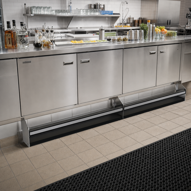 Product image #2 for Glastender 84-Inch Single Stainless Steel Speed Rail with Open Step-and-Rail Design