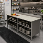 Thumbnail image #2 for John Boos EBOP3R5-3084 84-Inch x 30-Inch Reversible 3/4-Inch Poly Top Work Table with Open Front Cabinet Base, Undershelf, and 5-Inch Backsplash