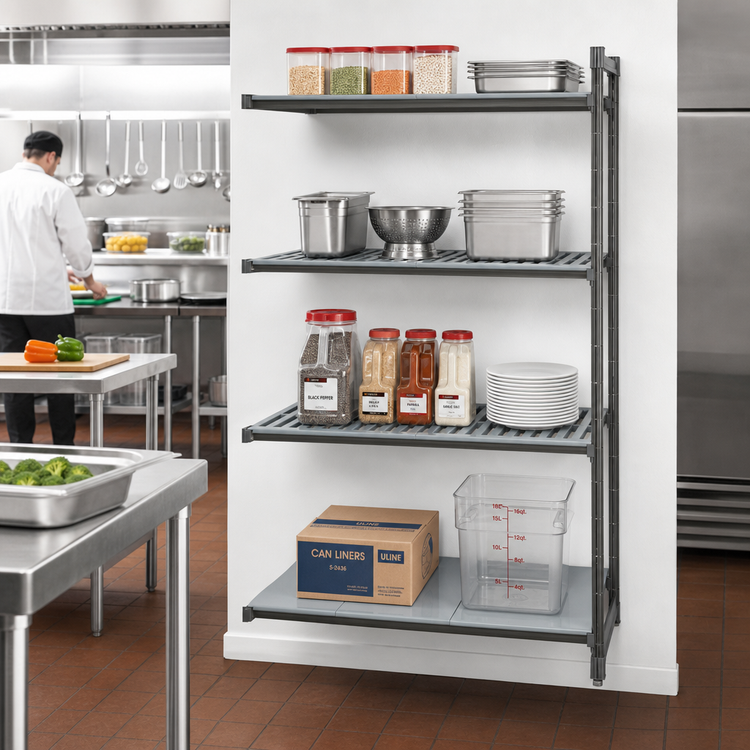 Product image #2 for Camshelving Basics Plus 24-Inch Deep x 30-Inch Wide x 64-Inch High 4-Tier Add-On Shelving Unit with Vented and Solid Shelf Plates, Brushed Graphite