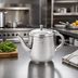 Thumbnail image #2 for Vollrath T4710HH 10 oz Hand-Hammered Gooseneck Stainless Steel Server with Hollow Handle and Lid