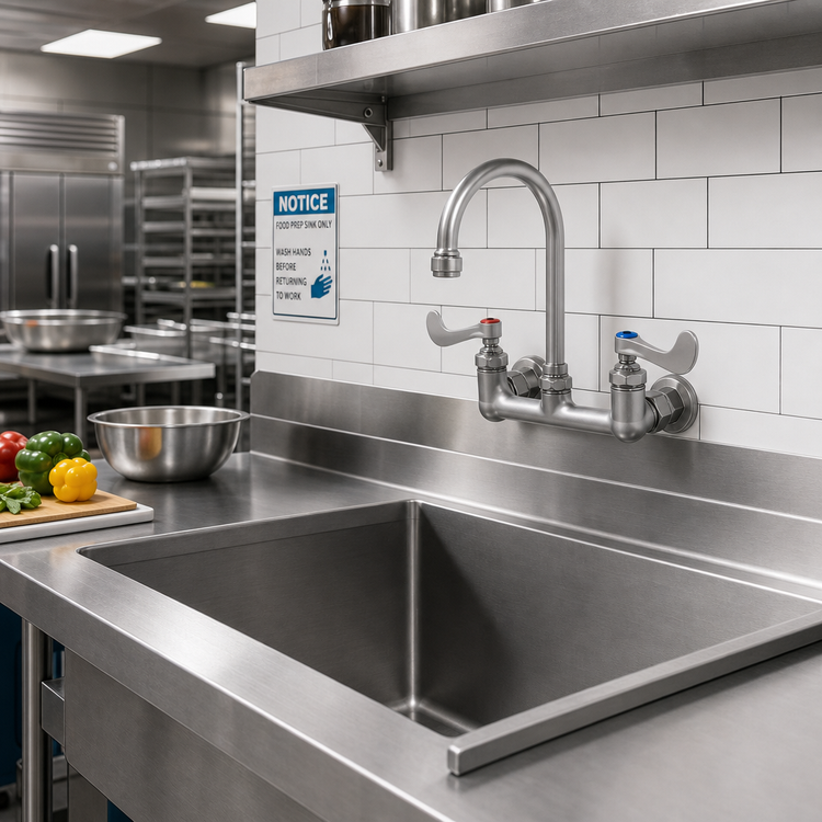 Product image #2 for Surgical Sink Wall-Mount Mixing Faucet with 8-Inch Adjustable Centers and 5-3/4-Inch Gooseneck