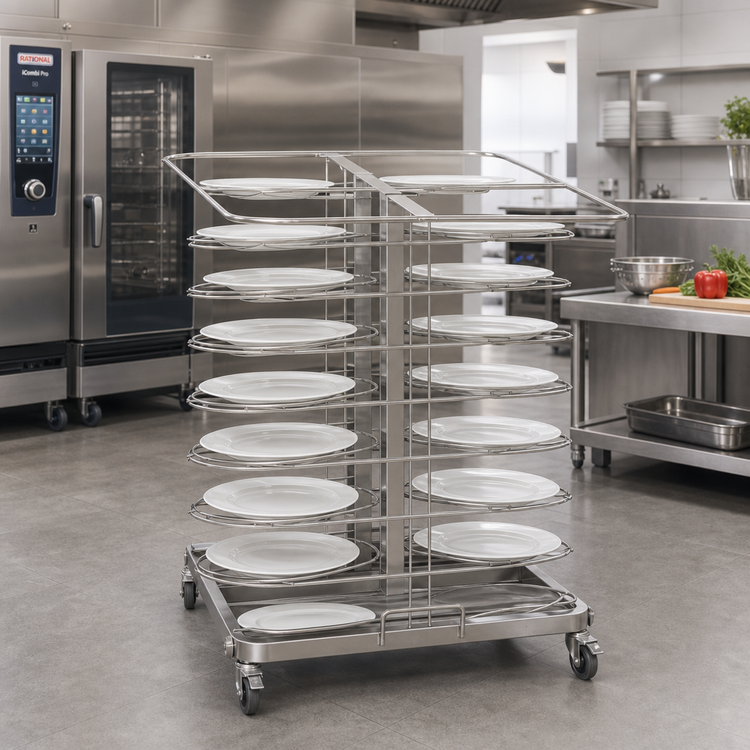 Product image #2 for RATIONAL 6-Full Size Stainless Steel Mobile Plate Rack for Pro/Classic, 34 Plates