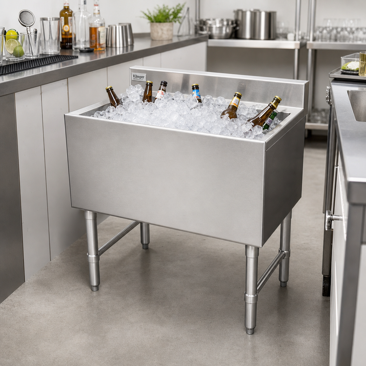 Product image #3 for Klinger's Trading 24-Inch Underbar Ice Chest with 7-Circuit Cold Plate and 80 lb. Ice Capacity