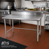 Thumbnail image #2 for John Boos Stallion 84-Inch Stainless Steel Work Table with 5-Inch Backsplash and Safety Edge