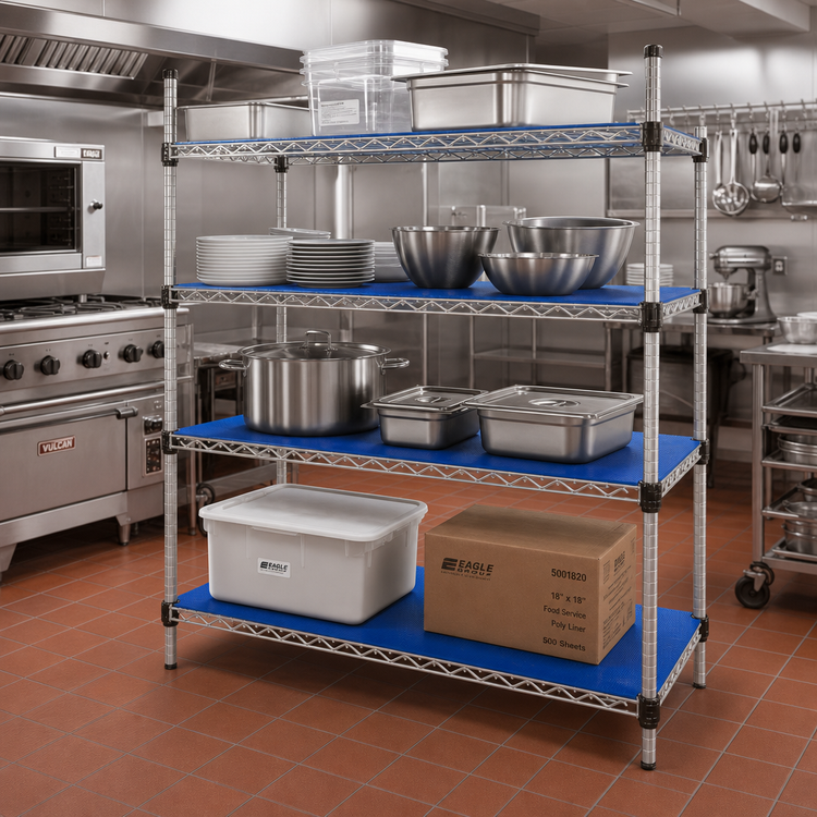 Product image #2 for Eagle Group QuadPlus 36" x 21" Solid Blue Polymer Shelf Mat with Gray Epoxy Wire Frame