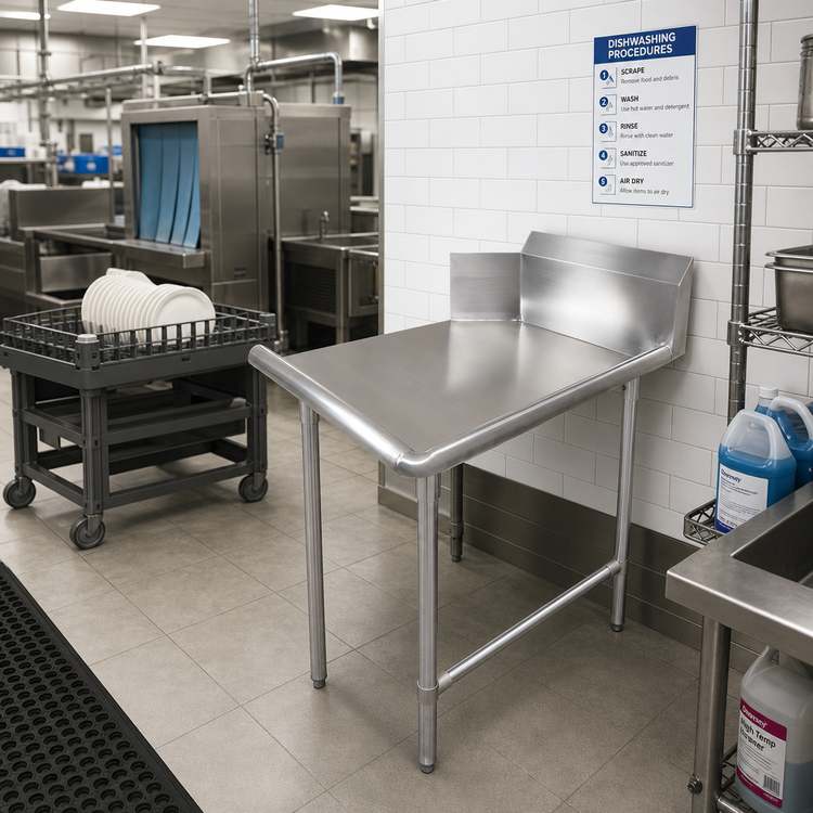 Product image #2 for Pro-Bowl 36-Inch Straight Clean Dishtable with 10-Inch Boxed Backsplash, Left-to-Right Operation