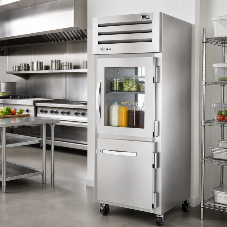 Product image #2 for True SPEC SERIES One-Section Pass-Thru Combination Half Front / Glass Rear Swing-Door Reach-In Refrigerator