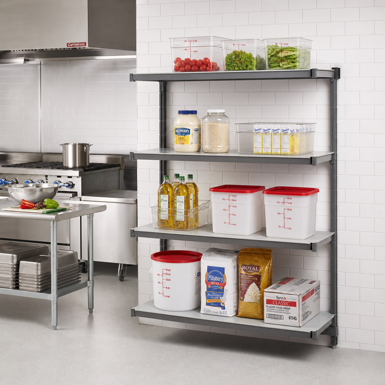 Product image #2 for Cambro Camshelving Basics Plus 4-Tier Solid Add-On Polymer Shelving Unit, 21" x 54" x 84"