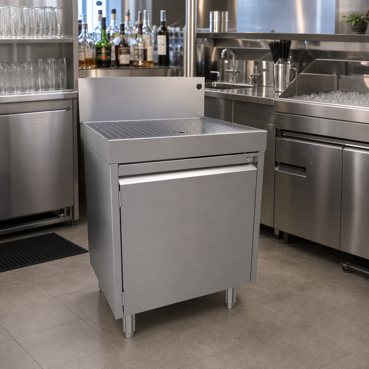 Product image #2 for Glastender Underbar Drainboard Cabinet Base with Hinged Door, 24 x 19 Inches, Stainless Steel