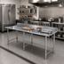 Thumbnail image #2 for Sapphire SMTOB-30120G 120 in. x 30 in. Stainless Steel Work Table — 18/400 Reinforced Top, 5 in. Backsplash, Galvanized Open Base