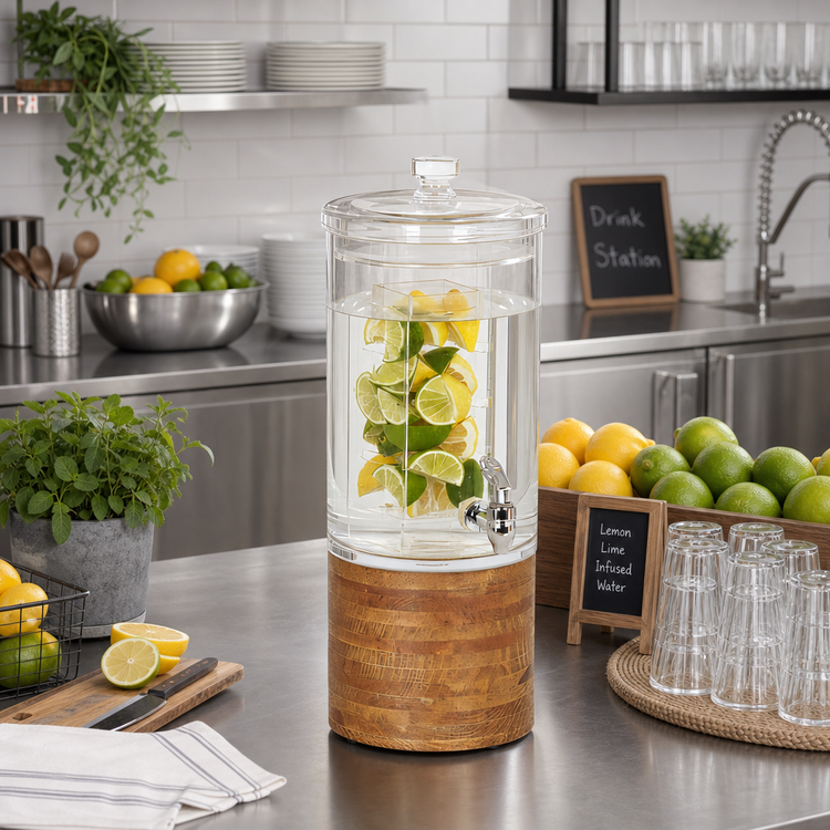 Product image #2 for Madera Round 1.5 Gallon Infusion Beverage Dispenser with Wood Base