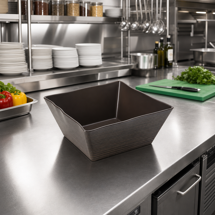 Product image #3 for Square Melamine Bowl, Walnut, 125 oz.