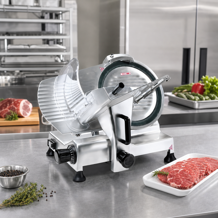 Product image #2 for BakeMax 12-Inch Manual Gravity Feed Belt-Driven Countertop Meat Slicer