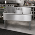 Thumbnail image #2 for BK Resources 39-Inch Three-Compartment Budget Stainless Steel Sink with 8-Inch Backsplash and Legs