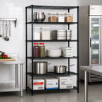 Thumbnail image #2 for Quantum WR54-1460BK-5 5-Shelf Stationary Wire Shelving Starter Unit, 60W x 14D x 54H, Black Epoxy Antimicrobial Finish