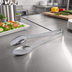 Thumbnail image #2 for Terra 10-Inch Stainless Steel Serving and Ice Tongs, Hammered Mirror Finish