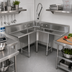 Thumbnail image #2 for John Boos E3BCS-184-2D18-X 57-Inch 3-Compartment Stainless Steel Corner Sink with 18-Inch Drainboards