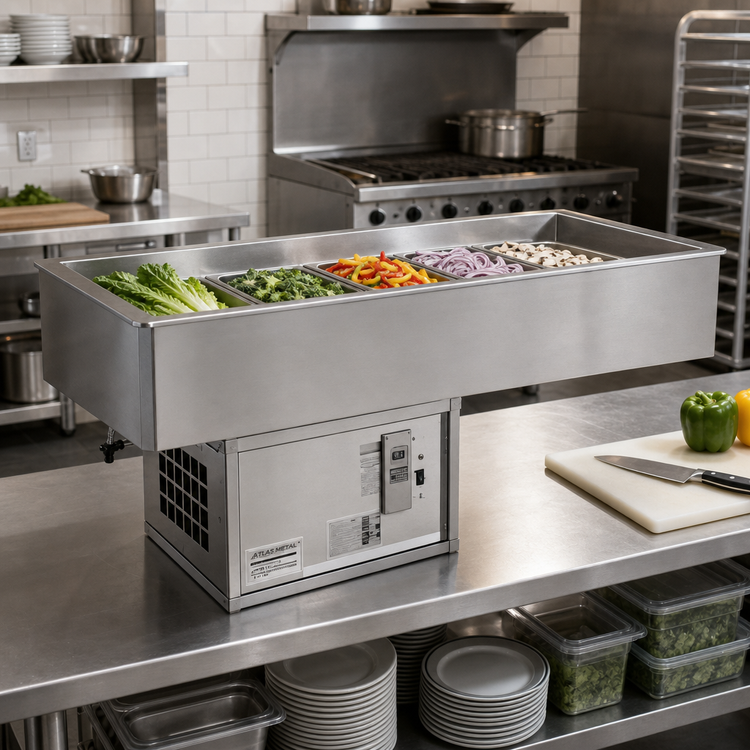 Product image #2 for Atlas Metal RMX-1 Remote Refrigeration Full-Size 1-Pan Recessed Cold Food Drop-In Unit