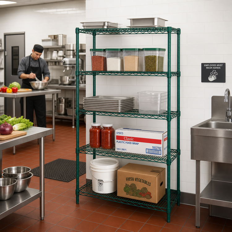 Product image #2 for Quantum 5-Shelf Stationary Wire Shelving Starter Kit, 24"W x 24"D x 54"H