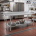 Thumbnail image #2 for Eagle Spec-Master 144-Inch x 30-Inch 14-Gauge Stainless Steel Work Table with 4-1/2-Inch Backsplash and Adjustable Undershelf