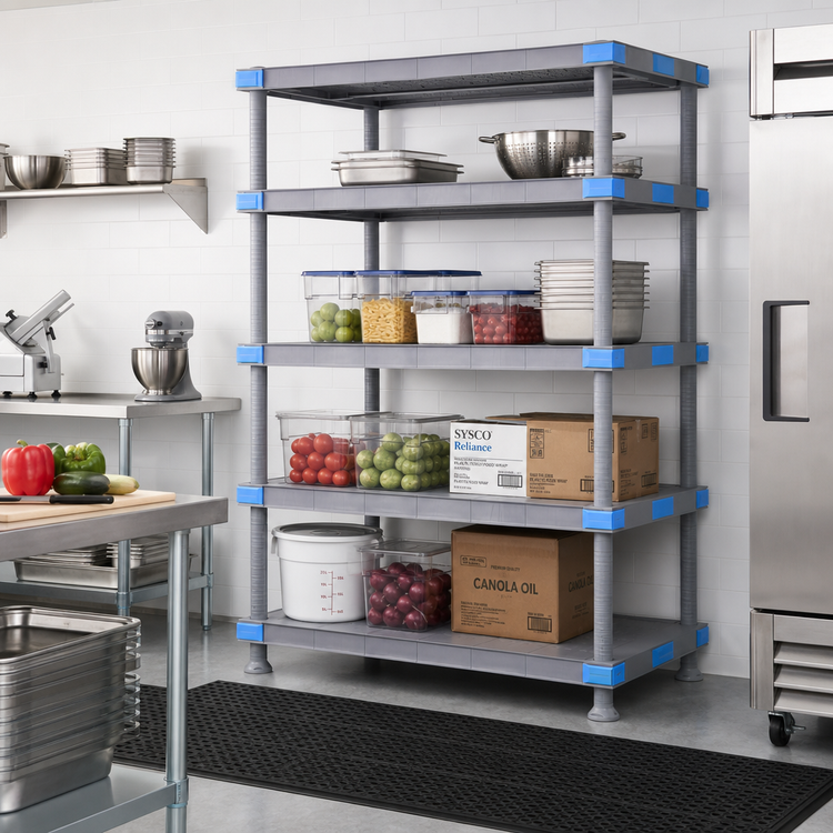 Product image #2 for Millenia Gray Polymer Stationary Starter Shelving Unit with 4 Solid Shelves, 72-Inch W x 24-Inch D x 74-Inch H