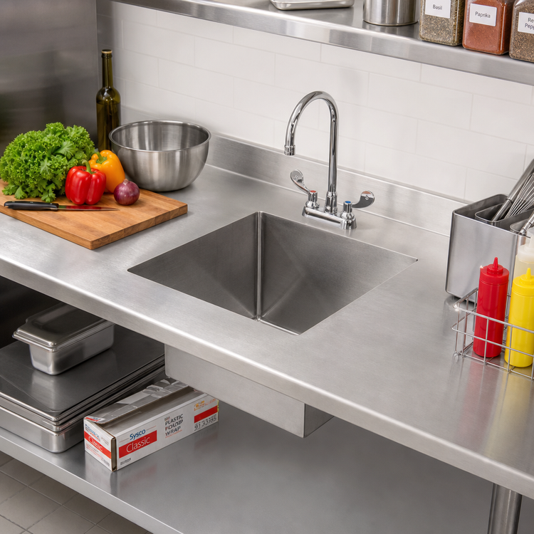 Product image #2 for Eagle Group Seamless Welded-In Fabricated Straight Wall Sink, 1 Compartment, 20 x 27 x 6 Inches, 304 Stainless Steel