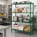 Thumbnail image #2 for Heavy Duty 4-Tier Stationary Green Epoxy Wire Shelving Unit, 54 x 21 x 74 Inches
