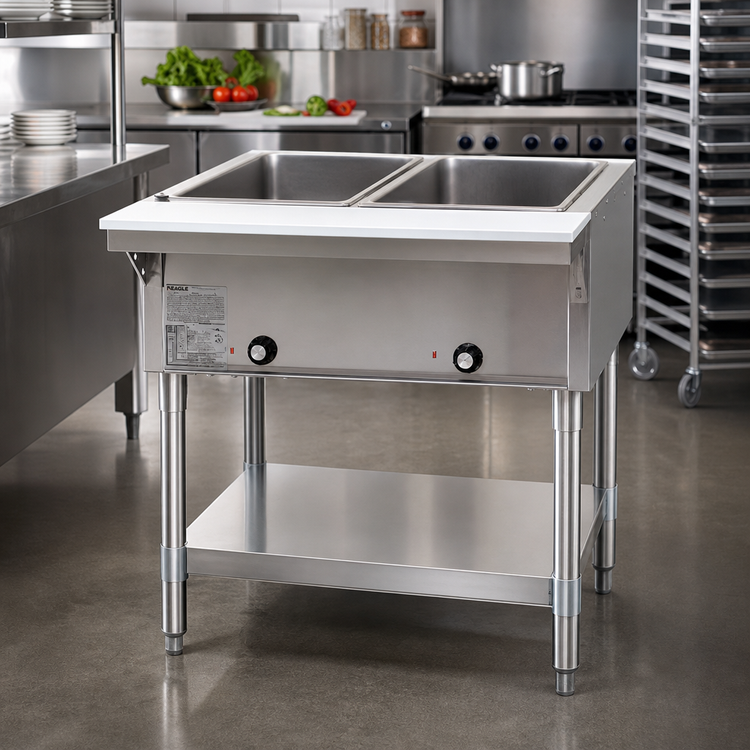 Product image #2 for Eagle Group 33-Inch Open Base Liquid Propane Hot Food Table with 2 Dry Wells