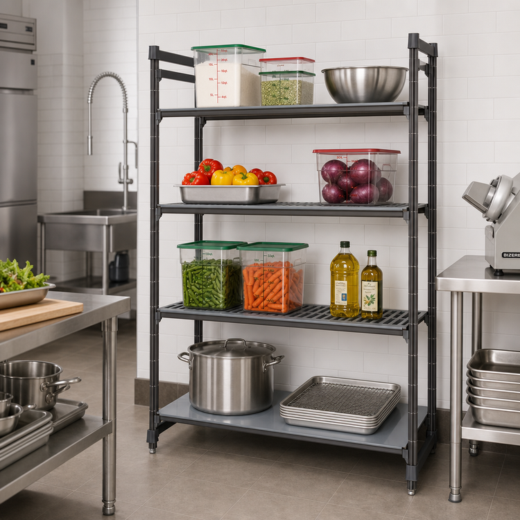 Product image #2 for Camshelving® Basics Plus Starter Unit — 18" Deep x 48" Long x 72" High, 4-Shelf (3 Vented + 1 Solid), Brushed Graphite