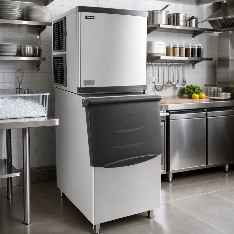Product image #2 for Omcan 22-Inch Cube-Style Ice Maker with Bin, Air-Cooled, 350 lb/Day, 275 lb Storage
