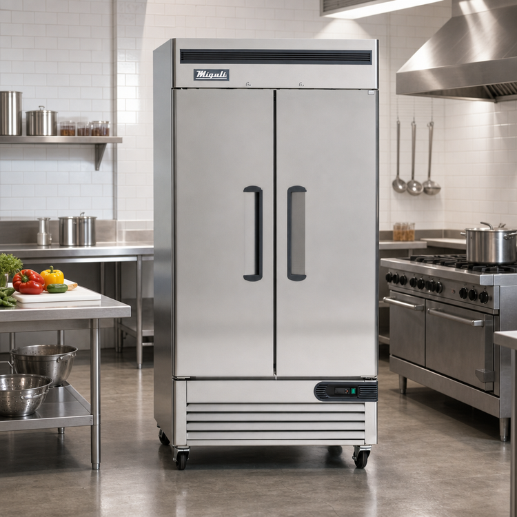 Product image #2 for Migali Competitor Series Two-Section Reach-In Freezer, 35 Cu. Ft., Bottom Mount, Solid Hinged Doors, Stainless Steel