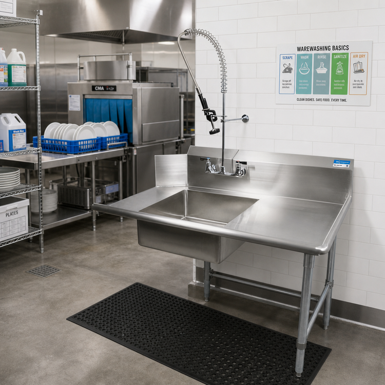 Product image #2 for BK Resources 72-Inch Straight Soiled Dish Table with Right-to-Left Operation and 20 x 20 x 8-Inch Sink