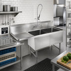 Thumbnail image #2 for John Boos 2B18244-1D18L-X 2-Compartment Stainless Steel Sink with Left Drainboard, 14-Inch Deep Bowls, 10-Inch Backsplash