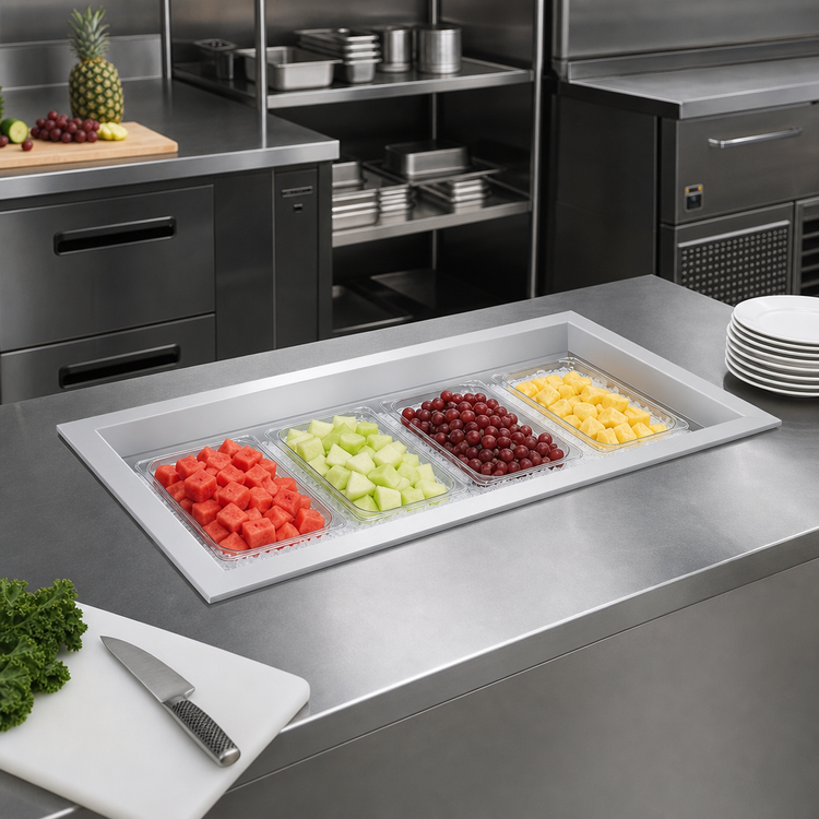 Product image #2 for Hatco IWB-4 Drop-In Iced Cold Food Well, 4-Pan, Stainless Steel