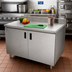 Thumbnail image #2 for Advance Tabco Special Value Series Economy Enclosed Work Table with Cabinet Base and Sliding Doors, 60 x 24 Inches, 16 Gauge 304 Stainless Steel Top, 5-Inch Backsplash
