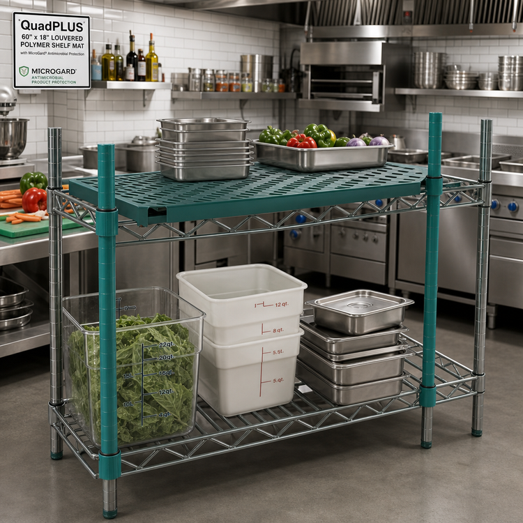 Product image #2 for QuadPLUS 60" x 18" Louvered Polymer Shelf Mat with MicroGard Antimicrobial Protection