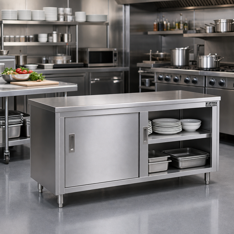 Product image #2 for Eagle Spec-Master 60-Inch Wide Stainless Steel Plate Cabinet with Sliding Doors