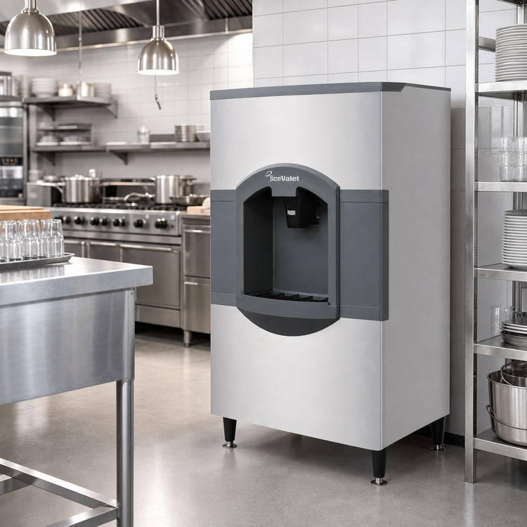 Product image #2 for iceValet 30-Inch Floor Hotel/Motel Ice Dispenser, Ice Only, Push Dispensing, 180-lb Storage, 230V/50Hz