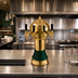 Thumbnail image #2 for Roma Single-Column Countertop Glycol-Cooled 4-Faucet Draft Beer Tower with Gold-Tone Brass Body and Green Ceramic Skirt
