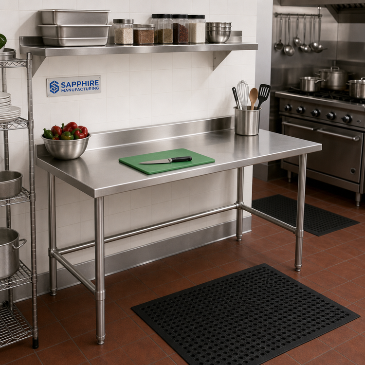 Product image #2 for Sapphire Manufacturing Stainless Steel Work Table, 60 x 24 Inches, 5-Inch Backsplash