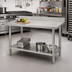 Thumbnail image #2 for Omcan Standard Series 18-Gauge 430 Stainless Steel Work Table with 4-Inch Backsplash and Undershelf, 72 x 30 x 38 Inches