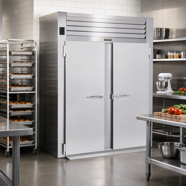 Product image #2 for Traulsen Spec-Line R Series Two-Section Roll-In Heated Cabinet, 66-Inch Rack Capacity, Full-Height Solid Doors