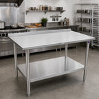 Thumbnail image #2 for John Boos Stallion ST4R1.5-2484GSK 84 x 24 in Stainless Steel Work Table, 14-Gauge 300 Series Top, Rear Up-Turn, Adjustable Undershelf